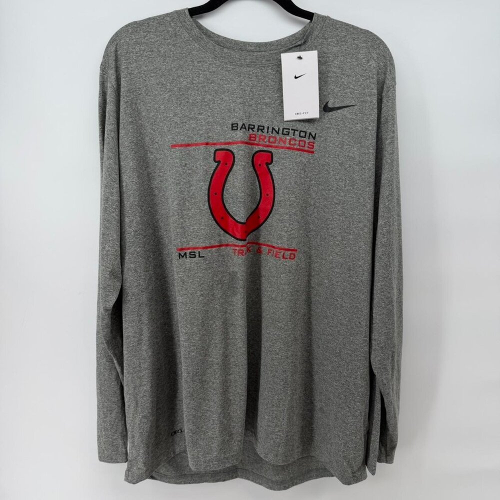 Nike Dri-FIT Men’s 2XL Long Sleeve Barrington Broncos Track & Field Gray NWT